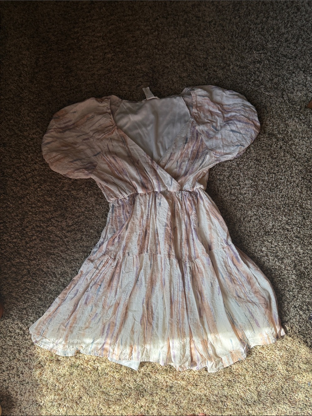 Women's Puff Sleeve Mini Dress in Pale Pink